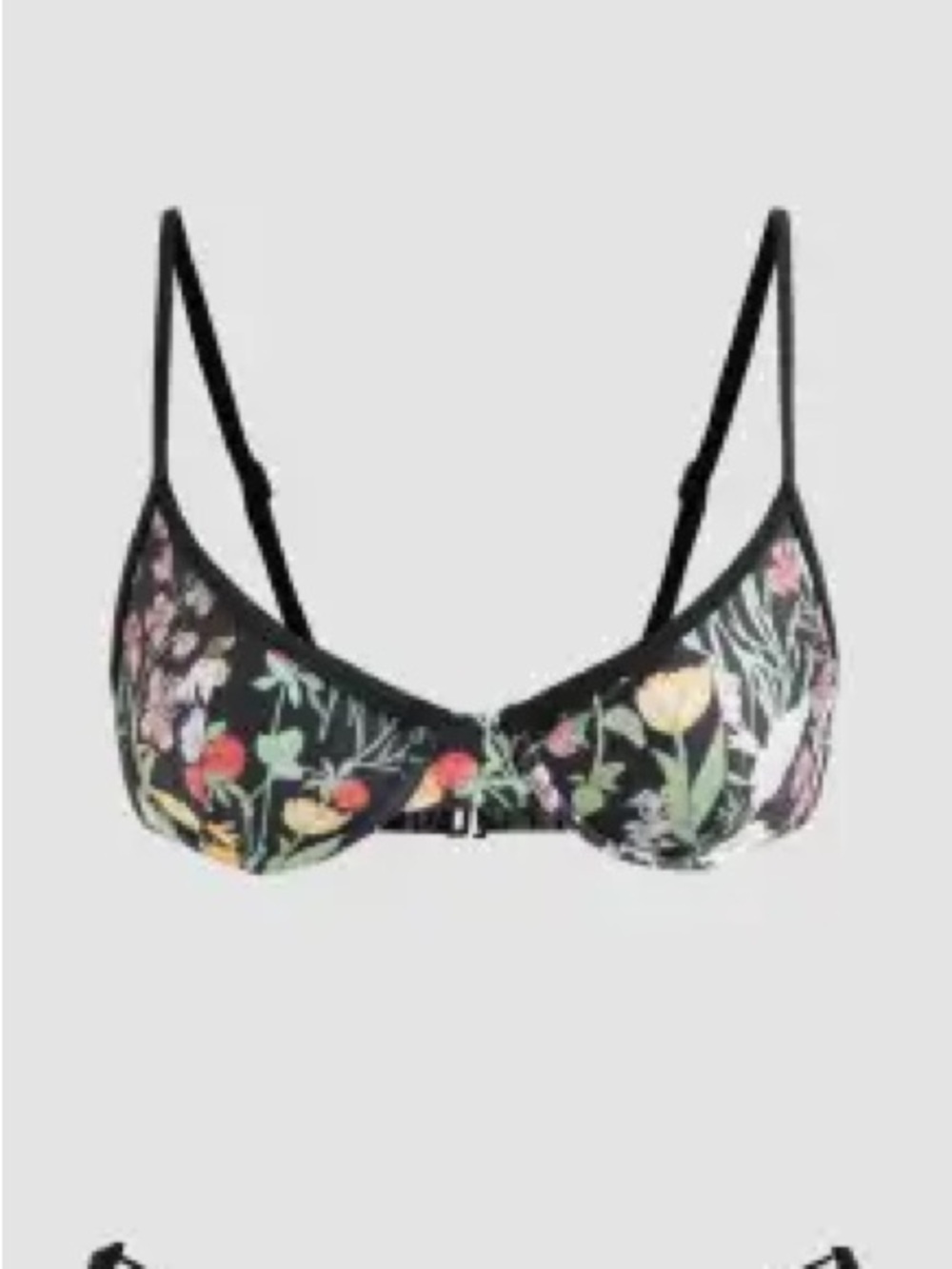 Cider black Floral Underwire Bikini Top
